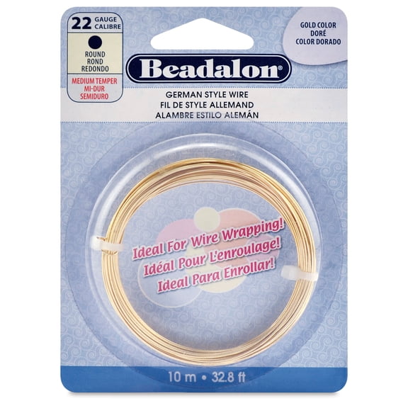 Beadalon German Style Wire - Gold, 22 Gauge, 0.025" x 33 ft