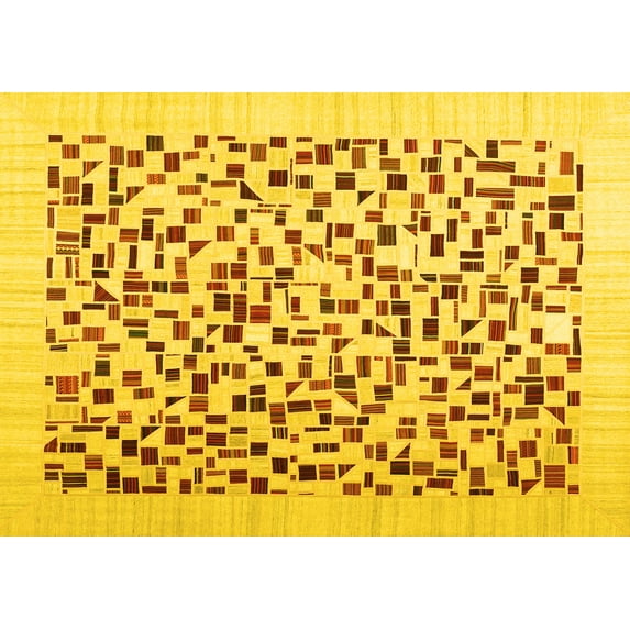 Ahgly Company Indoor Rectangle Solid Yellow Modern Area Rugs, 2' x 3'