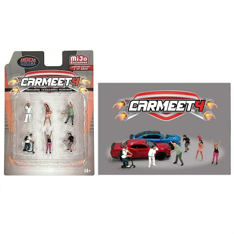 Car Meet 4 6 piece Diecast Figure Set for 1/64 Scale Models by