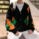 thumbnail image 2 of Suéteres de punto negros para hombre Ropa de hombre blanca Cárdigan de cuello en V Argyle Graphic Sheap Cigaret Moda fea 2024 Elegante clásico, 2 of 5