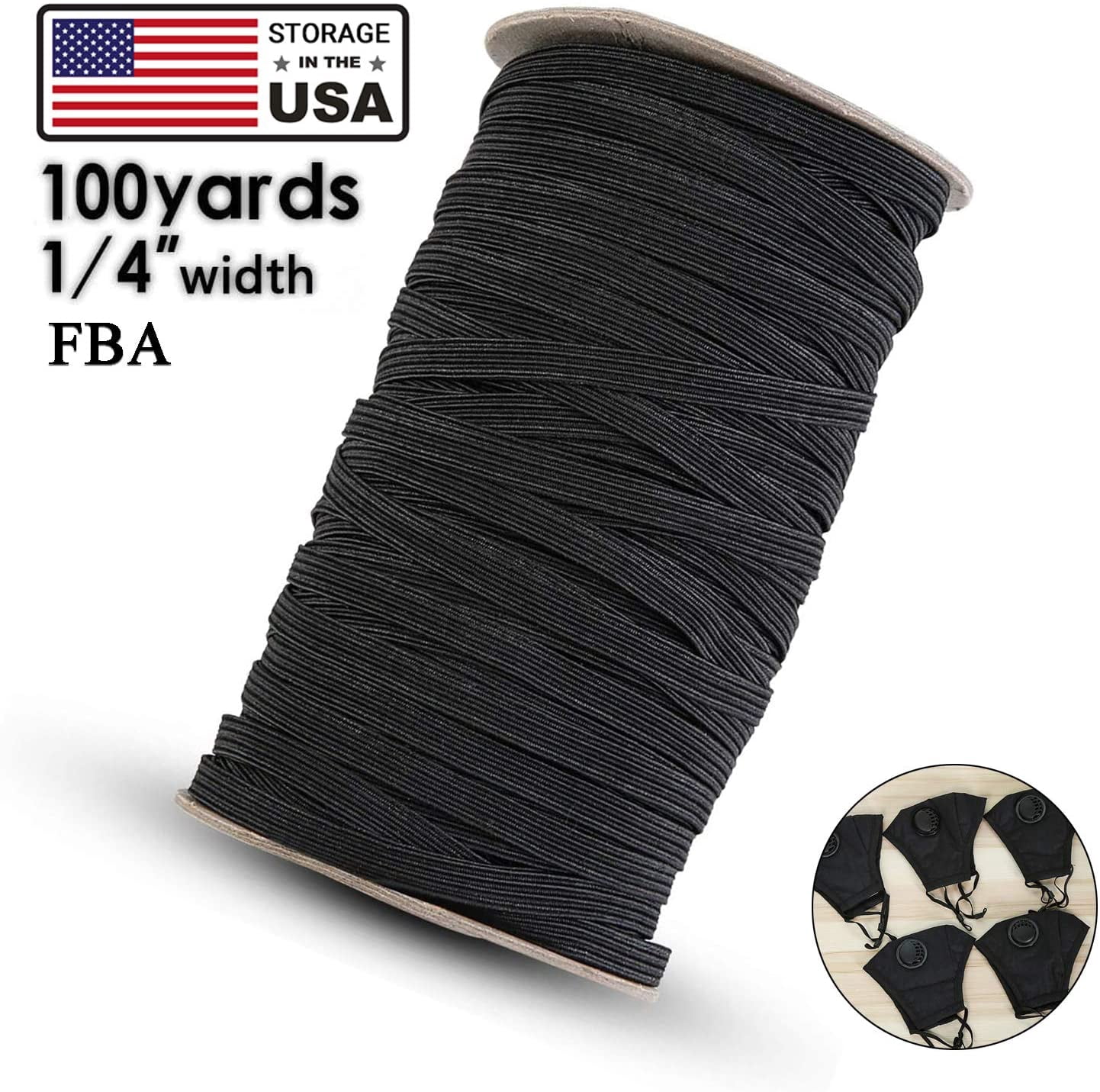Elastic Band for Sewing 1/4" Width 100 Yards Length Braided String