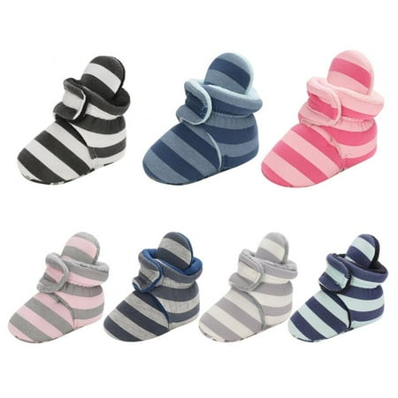 

Infant Baby Boy Girl Cozy Fleece Bootie Newborn Stay On Slipper Winter Warm Gripper Non-Slip Crib Shoes