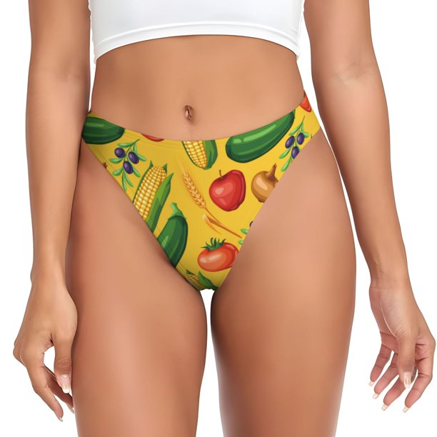 Fotbe Colorful Vegetables Tanga Sin Costuras para Mujer con Estampado – Panties Invisibles, Transpirables y Cómodos para Uso Diario-3X-Large