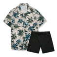 thumbnail image 4 of JLFKNG Fashion Men's 2Pcs Outfits Summer Short Sleeve T Shirts And Shorts Breathable Casual Floral Printed Hawaiian Style Comfy Mens Sets, 4 of 9