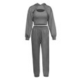 thumbnail image 3 of Elainilye Fashion Jogging Suits for Women Solid Color Hoodie Loose Vest Sweatpants Three Piece Suit Jogging Sports Set,Gray, 3 of 5