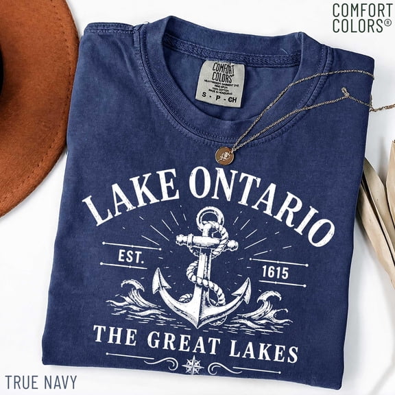 Lake Ontario Anchor T-shirt Lake Ontario Graphic Tee Great Lakes Apparel Nautical Theme Shirt Anchor Design Top