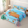 thumbnail image 3 of Erosebridal Brown Capybara Bed Spread Queen for Boys Girls, Ocean Jellyfish Sealife Queen Coverlet Set, 3pcs, 3 of 7