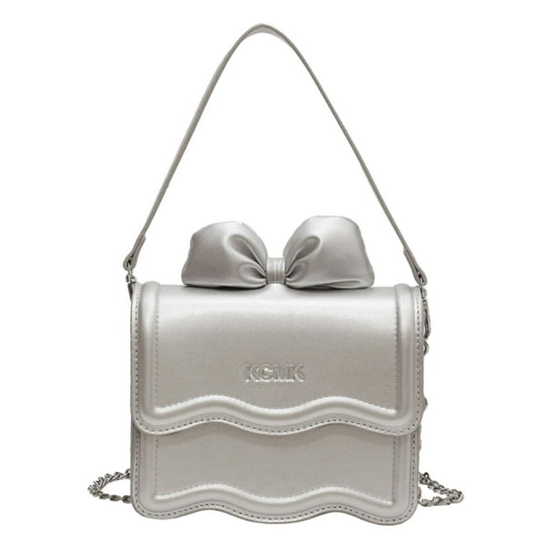 Bolso bandolera para mujer, bandolera con correa desmontable, elegante bolso de cadena, bolso de mano para mujer Mini Argenta