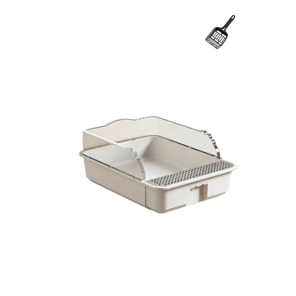 HOARBOEG Semi-Enclosed Cat Litter Box with Lid, Covered Cat Litter Pan for Indoor Cats, Large Anti-Scatter & Odor Control Kitty Litter Box