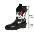 thumbnail image 5 of Rokment Winter Fall Flower Wide Calf Cowboy Boots for Women 2025 Black Leather Vintage Floral Buckles Mid Calf Cowgirl Booties, 5 of 5