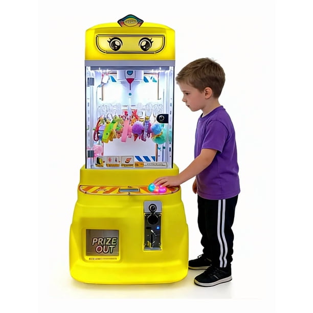 Máquina giratoria con Garras para niños, Juego arcade para niños, con Iluminación LED RGB, Nuevo Juguete para niños, 47 × 56 × 100 cm (Amarillo)