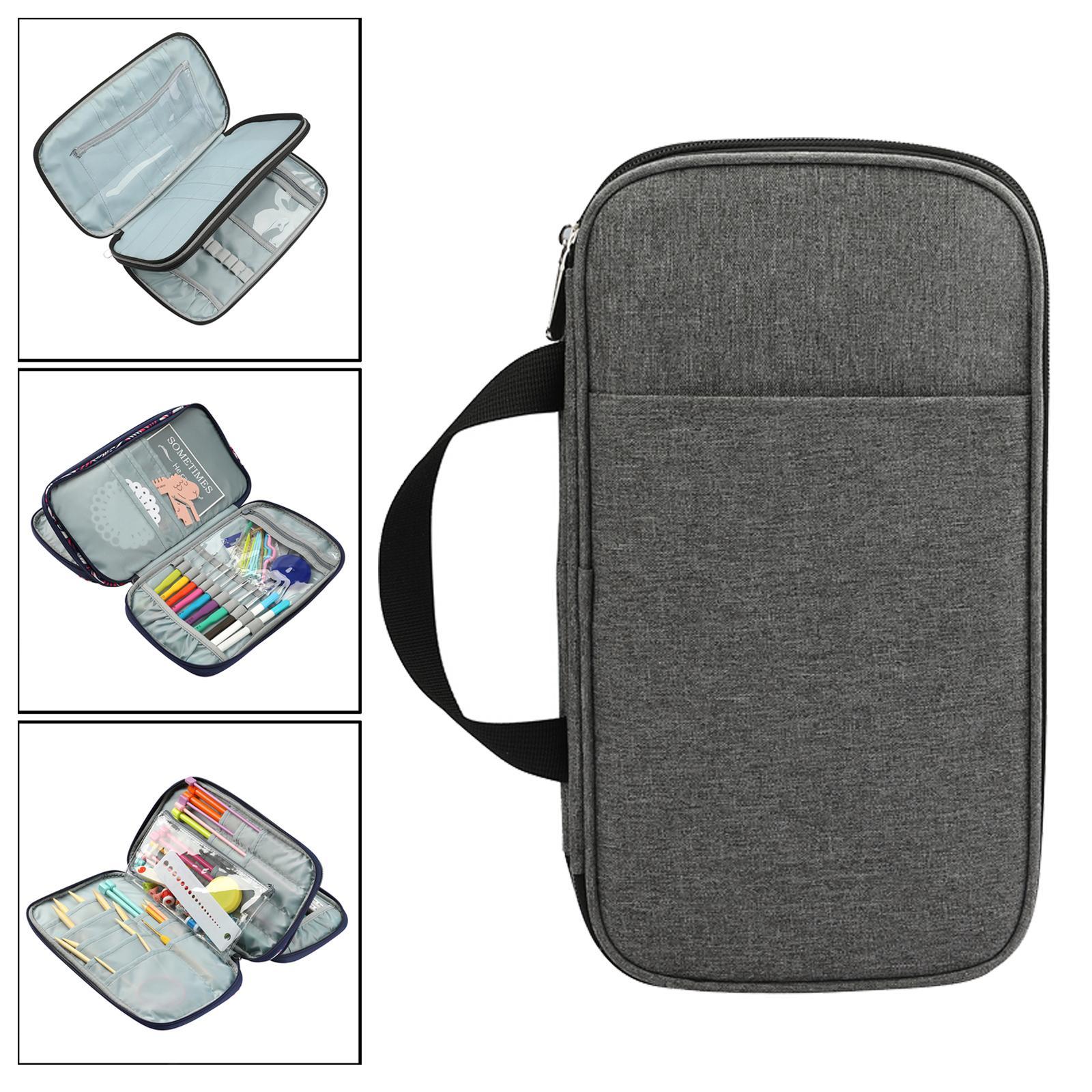 Crochet Hooks Case Organizer Zipper Bag With Clear Pockets For Various