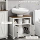 thumbnail image 5 of JWRWEFA Bathroom Sink Cabinet, Farmhouse Under Sink Storage Cabinet with Doors, Pedestal Sink Cabinet with Open Shelf, Space-Saving Bathroom Storage Cabinet, White, 5 of 11