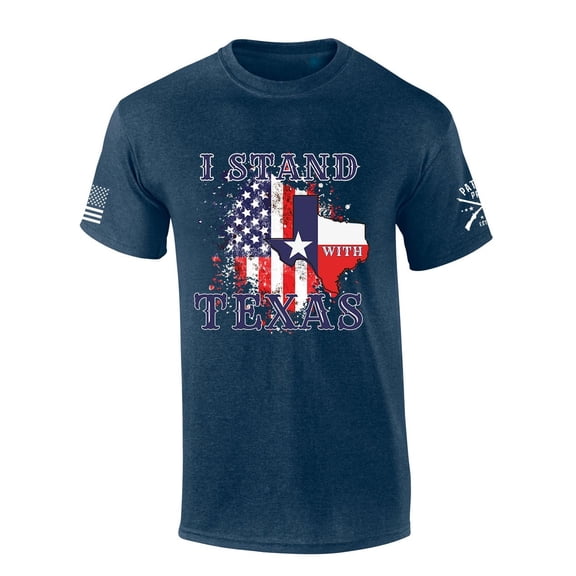 Mens Texas Tshirt I Stand With Texas Short Sleeve T-shirt-Heather Navy-small