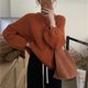 thumbnail image 1 of Suéter suave estilo pecho rizado para mujer 2024 otoño e invierno nuevo estilo suéter suelto estilo perezoso top para mujer cuello redondo, 1 of 5