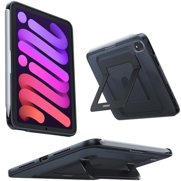 TORRAS for iPad Mini 7 A17 Pro Case, iPad Mini 6 Case with Pencil Holder, Ultra Stable Stand, Multiple Adjustable Viewing Angles, Slim Protective Kic