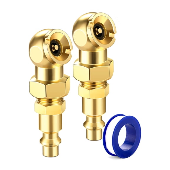 2-Pack Ball Foot Air Chuck Set, 1/4" FNPT Closed Flow Tire Chuck Inflator Nozzle w/Air Chuck Quick Connect, Tire Air Nozzle for Tire Inflator Gauge, Tire Hose Tool, Air Compressor Attachments