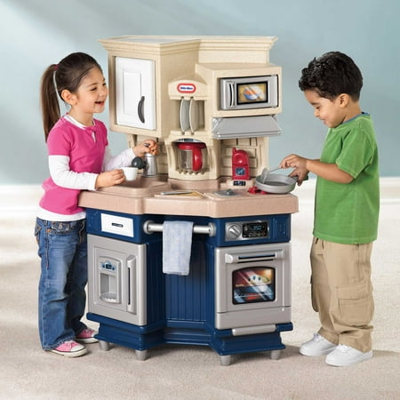little tikes super chef 13-piece pretend play kitchen toys playset with microwave, oven and coffee maker, multi-color- for kids toddlers girls boys ages 3 4 5+