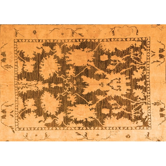 Ahgly Company Indoor Rectangle Abstract Orange Modern Area Rugs, 2' x 4'