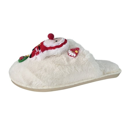 

Women S Slipper Fashion Christmas Decoration Warm Plush Closed Toe Flat Cotton Slippers