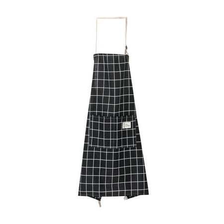 

Pengpengfang Adjustable Sleeveless Grid Cotton Linen Restaurant Kitchen Baking Cooking Apron