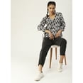 thumbnail image 6 of DressBerry Women’s Printed Poly Crepe Top V Neck with Front Bow Tie Long Sleeves Waist Length Regular Wear Light Weighted Casual Summer Top, 6 of 7