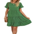 thumbnail image 2 of Women‘s Short Sleeve Swing Dress with Floral Tiered Pattern for Summer, 2 of 7