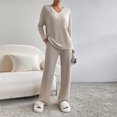 thumbnail image 1 of Blusa Conjunto casual de 2 piezas para mujer Conjunto de 2 piezas a juego de punto elegante Conjuntos de ropa para el hogar simples Ygjytge Beige T L para Mujer, 1 of 6