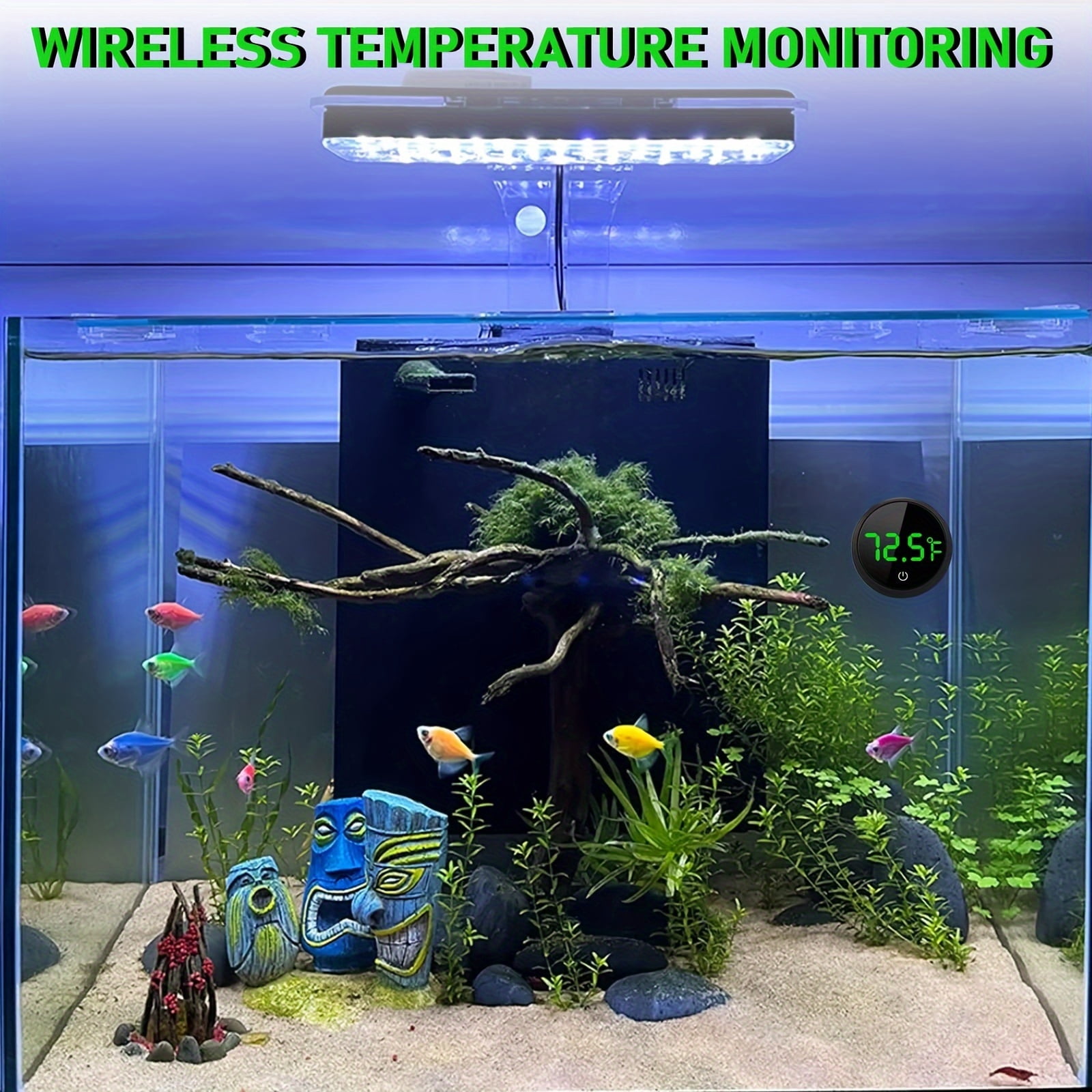 Fish Tank Digital Thermometer, YITUMU Accurate LED Display to ±0.9°F Tank Thermometer Aquarium Temperature Measurement Suitable for Fish, Axolotl, Turtle or Aquatic