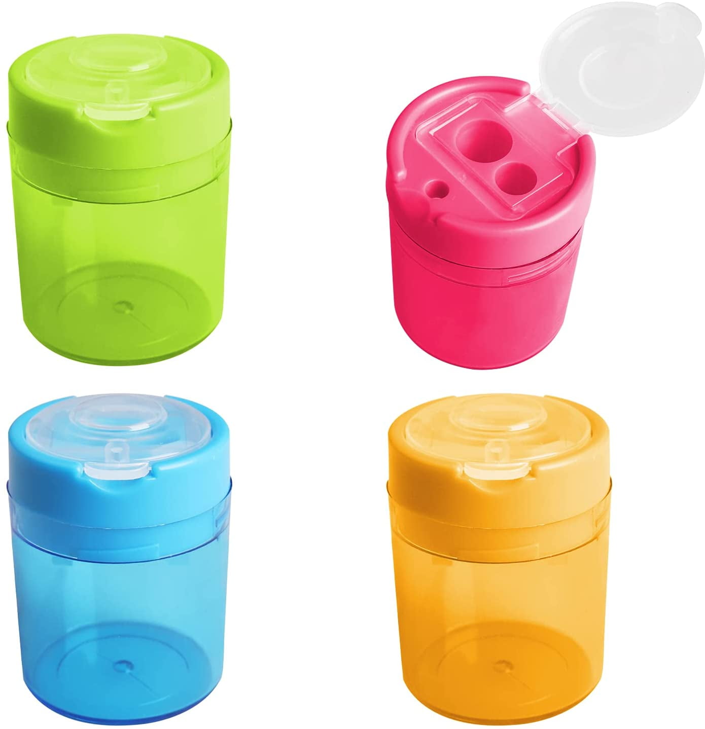 Pencil Sharpener, 4 Pcs Manual Pencil Sharpeners Double Holes Sharpener