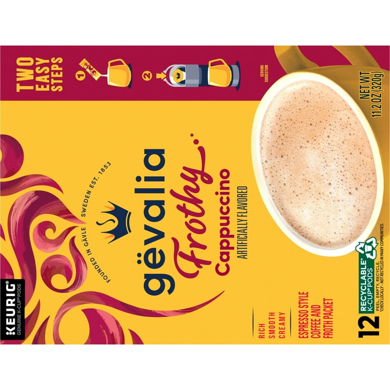 Gevalia Cappuccino K-Cup Coffee Pods & Froth Packets, 12 ct Box