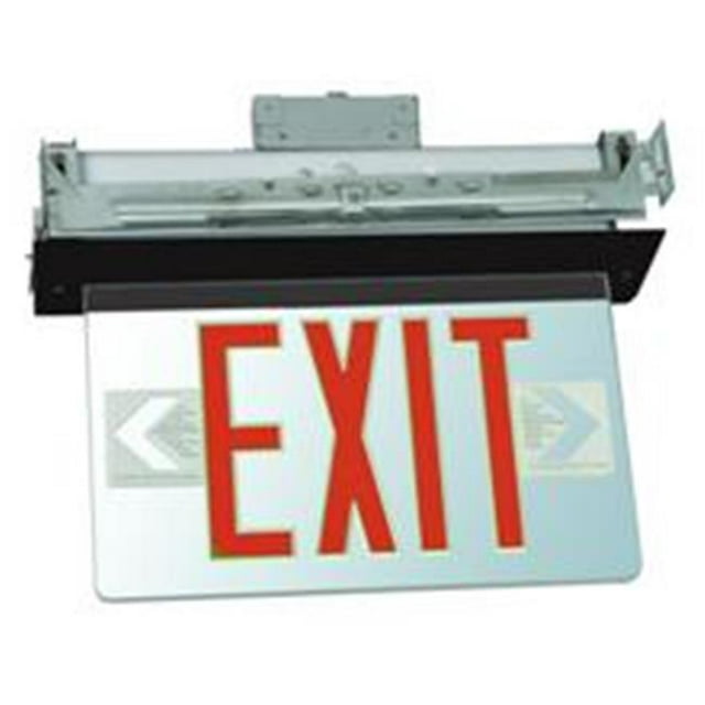 Morris Products 73332 Recessed Mount Edge Lit Led Exit Signs Red On Clear Panel Black Housing
