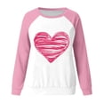 thumbnail image 3 of Cameland Rabais Saint-Valentin Femmes Mignon Rouge Cœur Graphique T-Shirts Raglan Manches Longues Col Rond Chandails en Molleton Ample Décontracté Tops Rose, 3 of 3