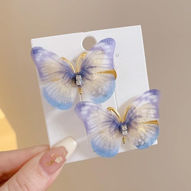 Horquilla de mariposa voladora 2024, nuevas pinzas para el pelo coloridas y brillantes para niñas pequeñas, lazos para el pelo de mariposa con bolas de peluche para niñas, accesorios para el pelo de m