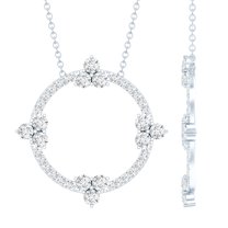 Rosec Jewels Nature Inspired Moissanite Eternity Necklace - Open Circle Necklace - Ready to Gift for Birthday, 10K White Gold