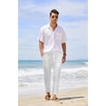 thumbnail image 2 of COOFANDY Men's Cotton Linen Pants Elastic Waist Lightweight Casual Pants Relaxed Fit Yoga Beach Pants with Pockets, 2 of 6