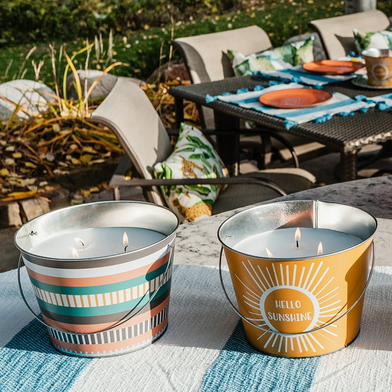 Mainstays 30-Ounce, 3-Wick Striped Bucket Outside Citronella Mainstays 30-Ounce, 3-Wick Striped Bucket Outside Citronella