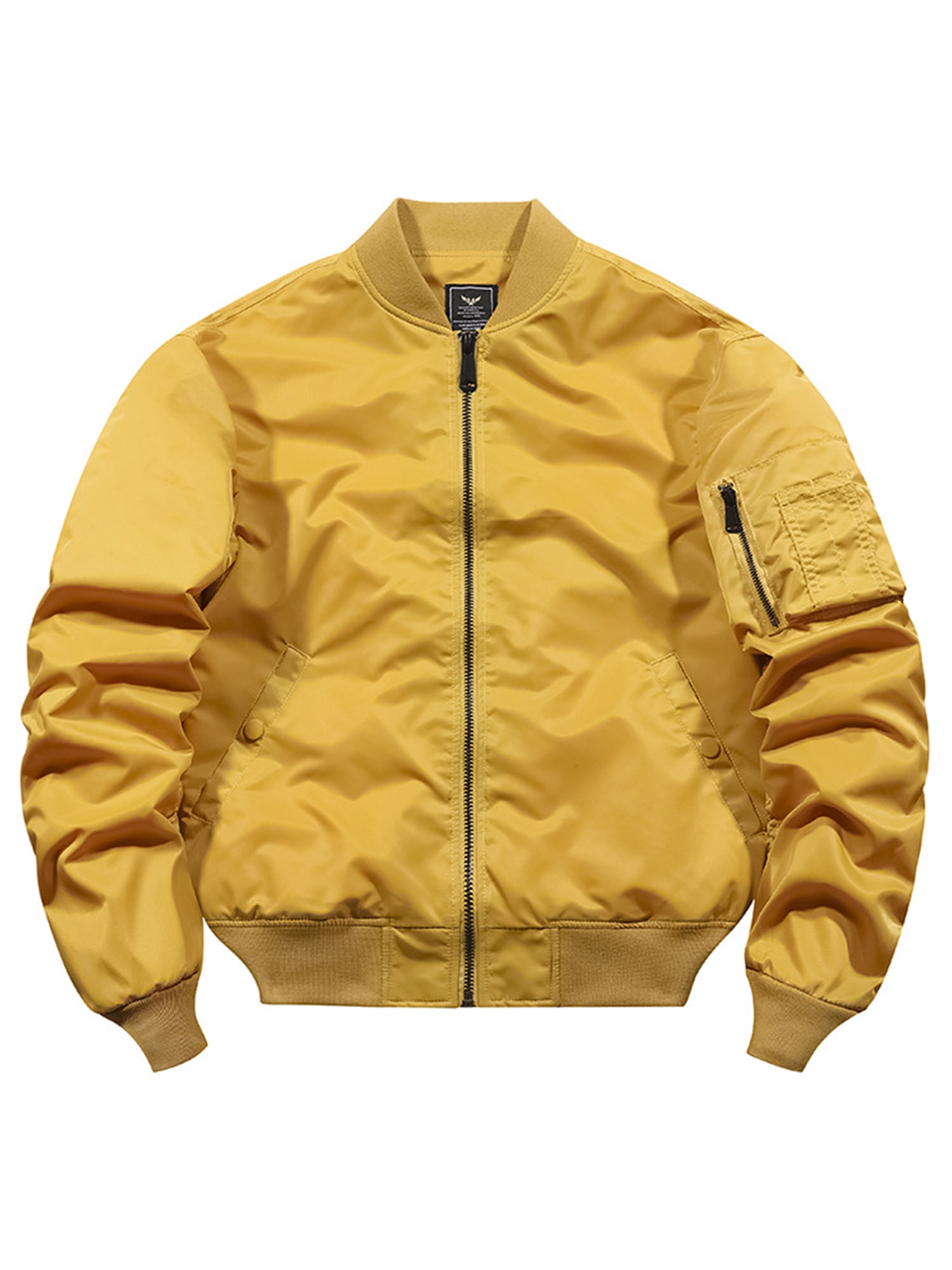 Voguele Outwear Sleeve Jacket Solid Color Jackets Outdoor Windbreaker Lightweight Yellow XL -