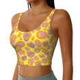 thumbnail image 2 of Sports Bras For Women Workout Tank Tops, Leopard Yellow Abstract Print Running Vest With Removable Cups, 2 of 2
