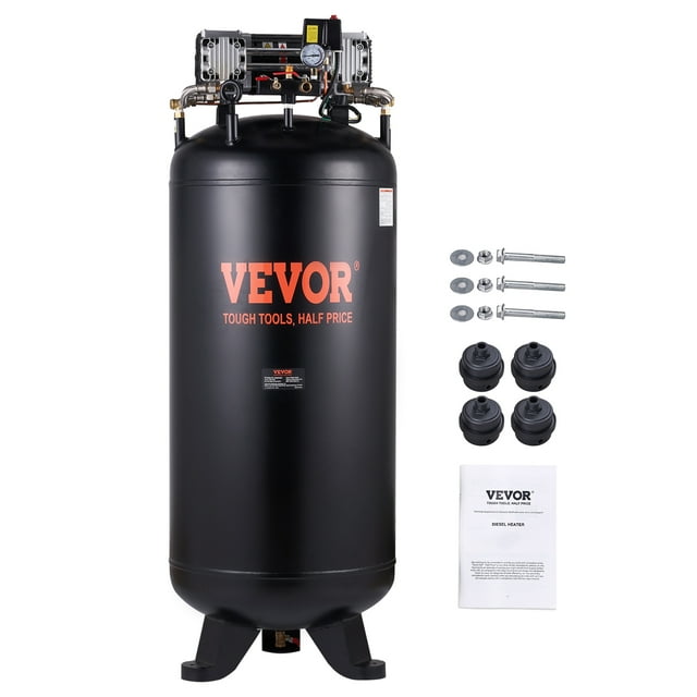 VEVOR 80 Gallon Air Compressor, 6.5HP 15.5SCFM@90 PSI, 2-Stage 145PSI Oil Free Stationary Air Compressor Tank, 86dB Ultra Quiet Compressor