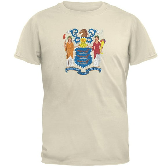 Born and Raised New Jersey State Flag Mens T Shirt Natural 2XL