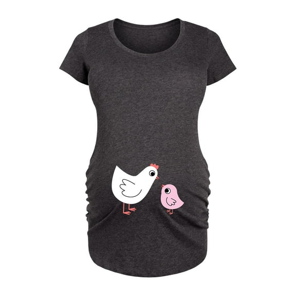 Bloom Maternity - Mama Baby Chicken Pink - Maternity Scoop Neck T-Shirt