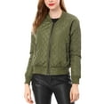 thumbnail image 7 of MODA NOVA Juniors Stand Collar Zip Up Raglan Sleeves Bomber Quilted Jacket, 7 of 7
