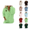 thumbnail image 1 of Fuzzy Sweatshirts for Women 2025 Long Sleeve Half Zip Stand Collared Sweatshirt with Pockets Pullover Tops, 1 of 6