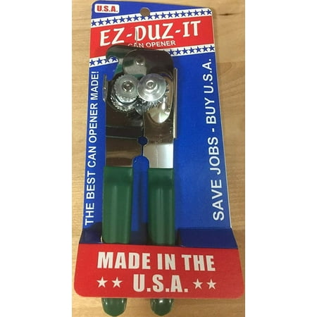 EZ DUZ IT Made in the USA Manual CAN OPENER w/ Green Grips AMERICAN Made