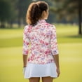 thumbnail image 5 of Uorisanigo Butterfly Flower Womens Golf Shirt Versatile Comfortable Quick Dry Athletic Polo Shirts Fashionable 3/4 Roll Sleeve Tennis Tops with Zip Up Collar Casual Daily Wear Size S, 5 of 7