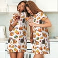 thumbnail image 4 of Fotbe Thanksgiving Turkeys 1 Bata de Dormir para Mujer con Estampado, Camisón de Algodón de Manga Corta, Ropa de Dormir Casual, 4 of 6