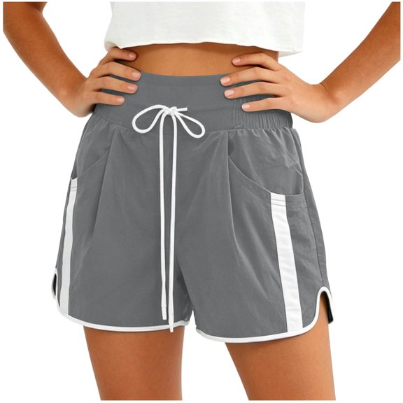 cocolona Womens Summer Casual Athletic Shorts Elastic Waist Drawstring Workout Gym Running Shorts with Pockets