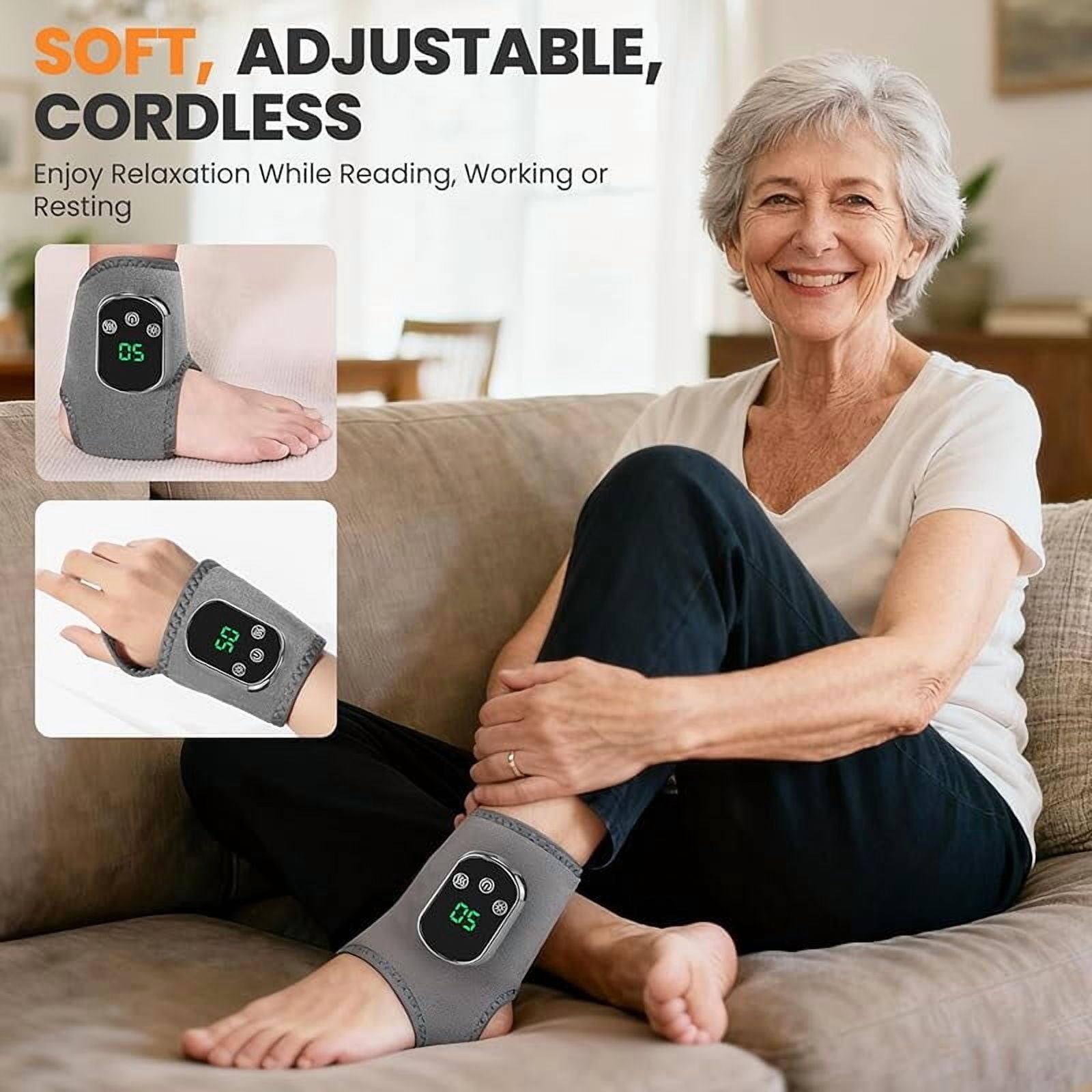 Wrongduck 2-Pack Foot Massager Warming Wrap, 2-in-1 Heated Foot and Ankle Massager with 3 Modes & 4 Heat Levels, Cordless USB Rechargeable Portable Relaxation Wraps