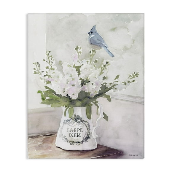 Stupell Industries Bouquet de Printemps Cardinal Bleu Carpe Diem Aquarelle, Design par Stellar Design Studio Art Mural, 16x20, Toile